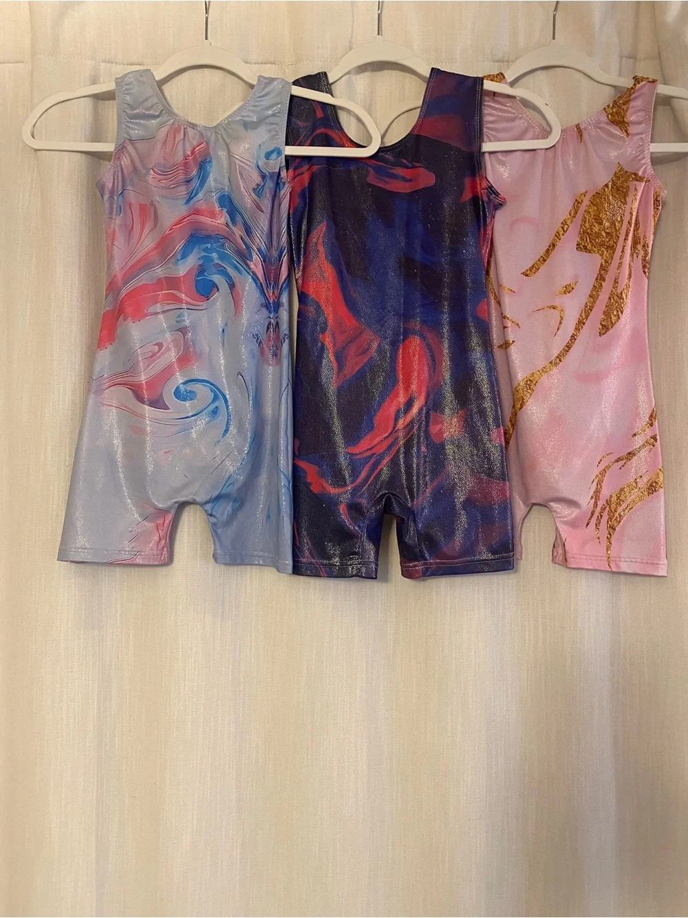 Amazon Kids Dance Leotard Romper Pack - Blue, Navy, Pink with Gold